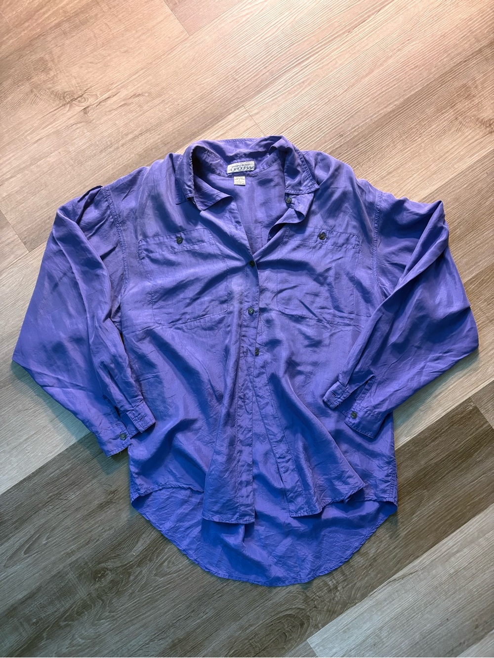 100% Silk Express Men's Blue/Purple Button-Down Shirt